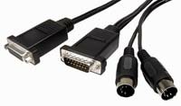 6ft DB15 Male to Female to 2 Din5 M MIDI Cable