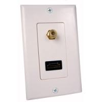 Eggshell White HDMI & Coaxial F Connector Wall Plate