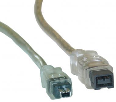 IEEE-1394 9P  to  4P Firewire Cable Clear 6 ft