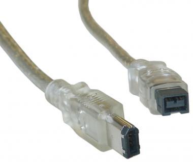 IEEE-1394 9P  to  6P Firewire Cable Clear 15 ft