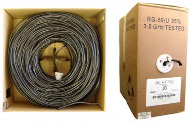 RG59U 20AWG Solid Coaxial Cable Black 1000 ft Pullbox