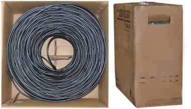 RG6 18AWG Solid Coaxial Cable Black 1000 ft Pullbox