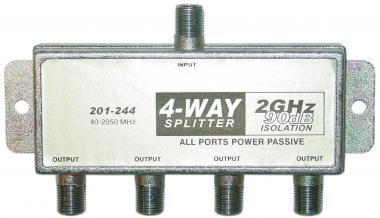 2 GHz 90dB 4-Way F-Pin Splitter DC Passing