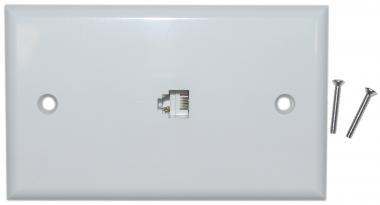 RJ11 4C White Smooth Telephone Wall Plate