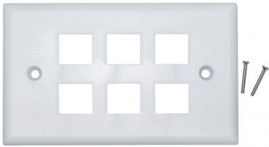 6 Hole for keystone Jack Wall Plate White