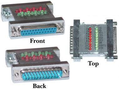 DB25 Male to  DB25 Female Check-Tester with LEDs