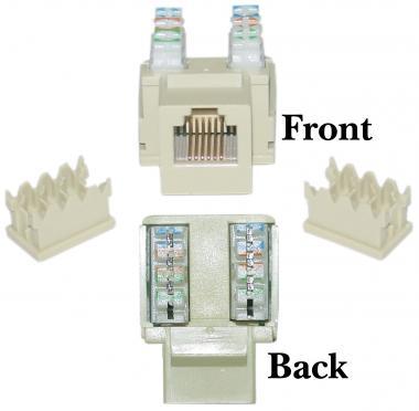 RJ11 to RJ12 Vertical Termination Keystone Jack Beige