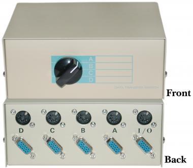 HD15 VGA Female  to  DIN5 Female ABCD 4 Way Switch Box