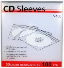 Clear 50 Double-Sided CD Sleeves for 100 CDs