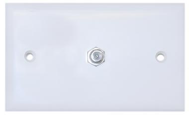 White TV Wall Plate with 1 F-Pin Coupler