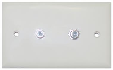 Ivory TV Wall Plate with 2 F-Pin Couplers