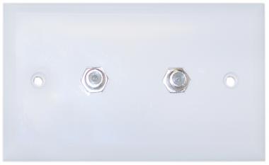 White TV Wall Plate with 2 F-Pin Couplers
