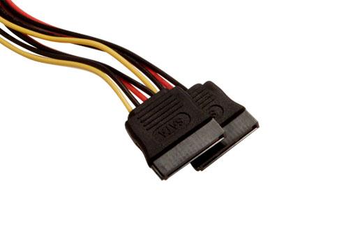 8" Molex 4P (M) to Two 15P SATA Power Cable