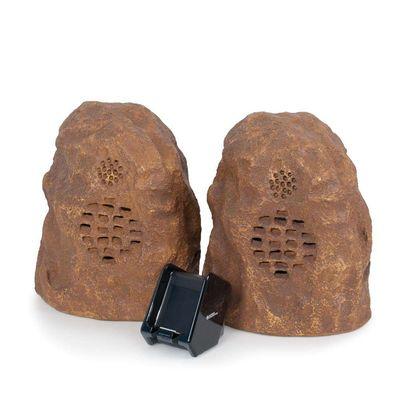 900MHz Sandstone Wireless Rock Speaker Bundle with Dual Power Transmitter