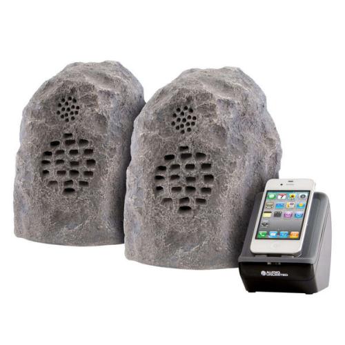 Premium 900Mhz, Grey Wireless Rock Speaker, w/ Dual Power Transmitter