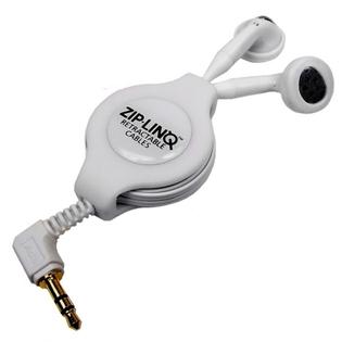 Retractable 3.5mm White Earbuds Cable, BULK