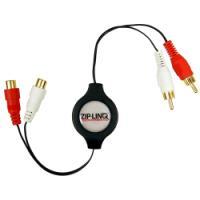 Retractable Stereo RCA Male to Female Extension Cable, BULK