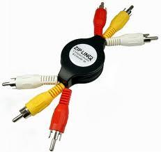 Retractable Audio/Video 3 RCA Coupler Cable, BULK