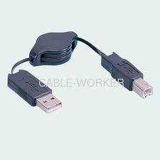 Retractable USB 2.0 A Male to A Male Device Cable, BULK